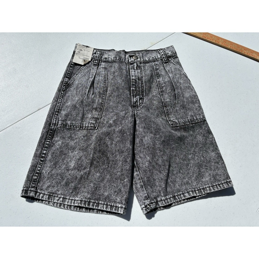 Vintage 90's Kids Wrangler Sport Shorts Sz‎ 16 Jean Acid Wash